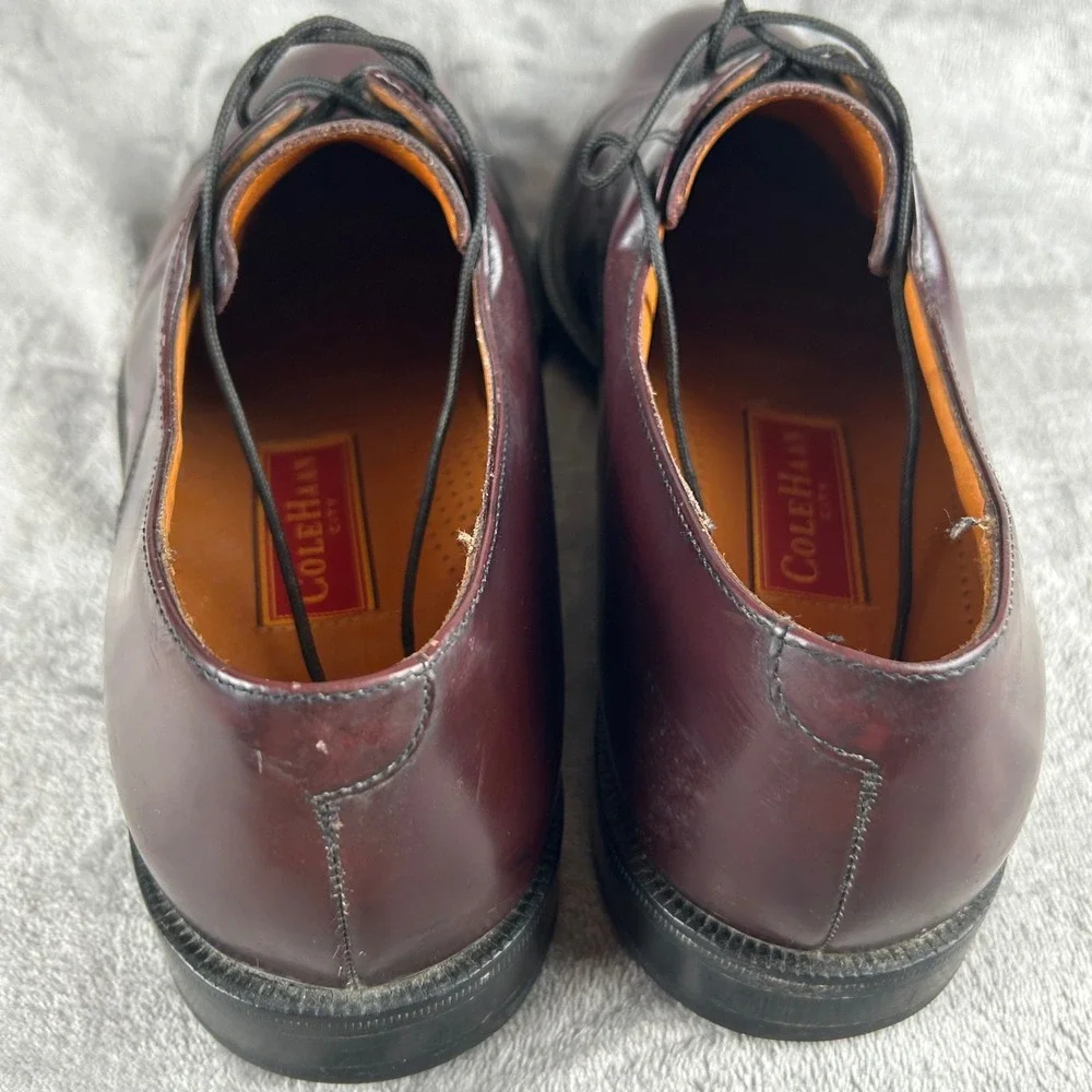 Cole Haan City Mens‎ 11.5 D Burgundy Leather Cap Toe Derby Dress Shoes 837488
